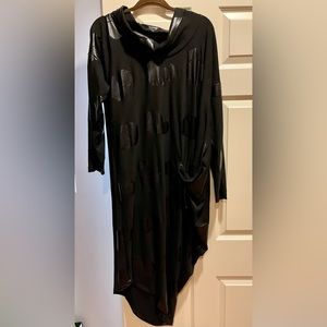 Incredible NWOT Boutique Ebberro Asymmetrical Black Dress, Size XL